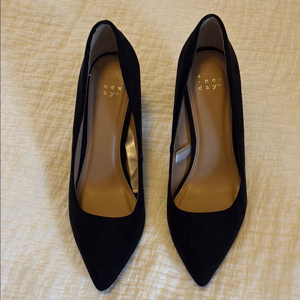 A New Day Black Heels Elegant Suede Design